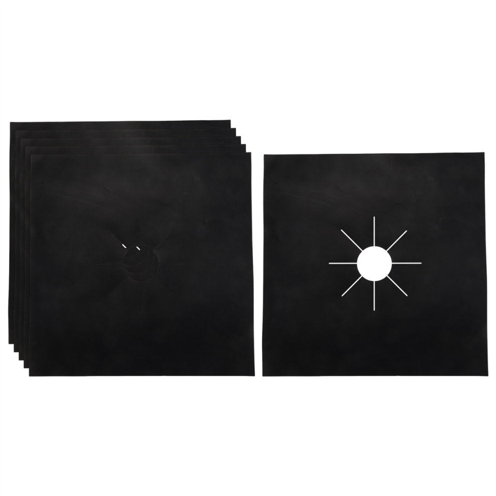 6X Reusable Non-Stick Gas Range Stove Top Burner Covers Protector Liner Black Exogio