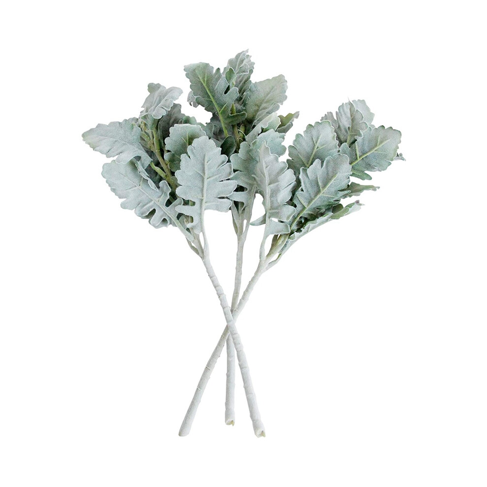 10 Pcs Artificial Flocked Lambs Ear Leaves Dusty Stems Oak Lamb's Leaf For Home Wedding Exogio