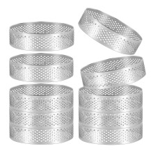 10 Stücke Runde Dessert Edelstahl Perforierte Obstkuchen Quiche Tarte Kuchen Mousse Form Küche Backen 6 cm