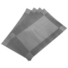 Tischset, kreuzgewebt, rutschfest, isolierend, waschbar, 4er-Set (4 Tischsets, silbergrau)