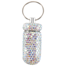 1 frasco de pastillas con cristales brillantes, minicaja de almacenamiento portátil con cristales de imitación, estuche de viaje (colorido)