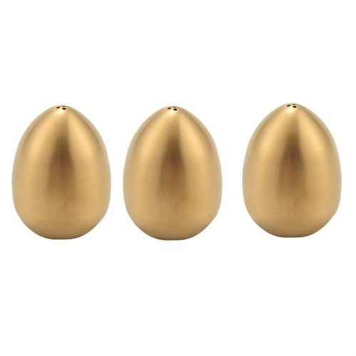 3Pcs Stainless Steel Pepper Shaker Egg Shaped Salt Set Kitchen Tool,Gold
