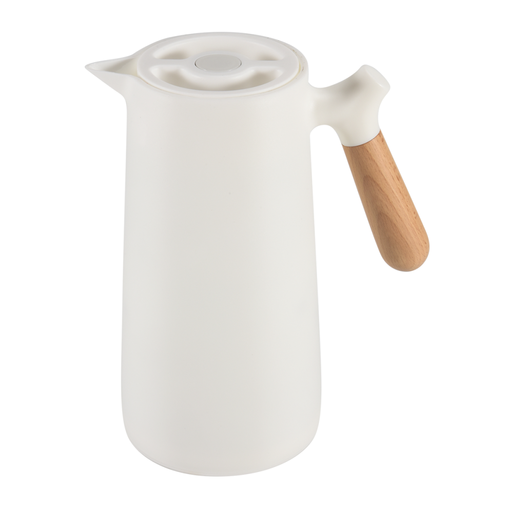 Exogio 1L Glass Liner Vacuum Flask Hot Water Jug Home Office Insulation Leakproof Pot For Coffee Tea Thermal,White