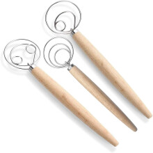 Batidor de masa danés para pan, 3 piezas de acero inoxidable holandés para pasteles, postres, pizzas, pasteles, herramienta de cocina para hornear