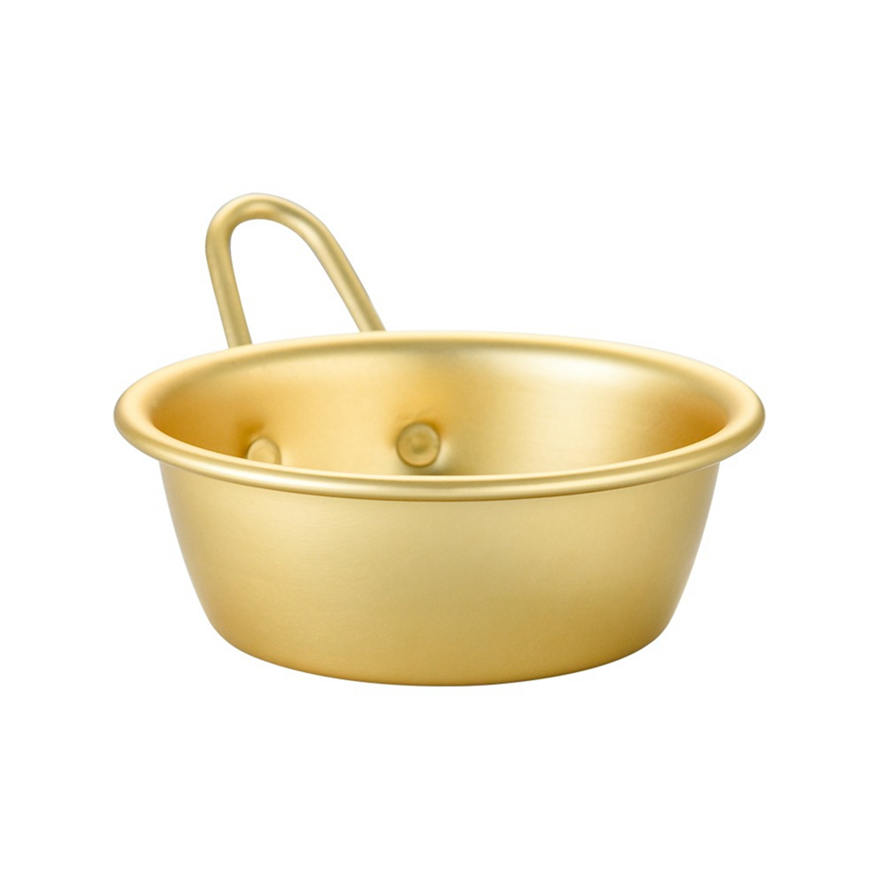 Exogio 4Pcs Gold Color Korean Aluminum Round Rice Bowl Wine Cup With Handle For Makgeolli