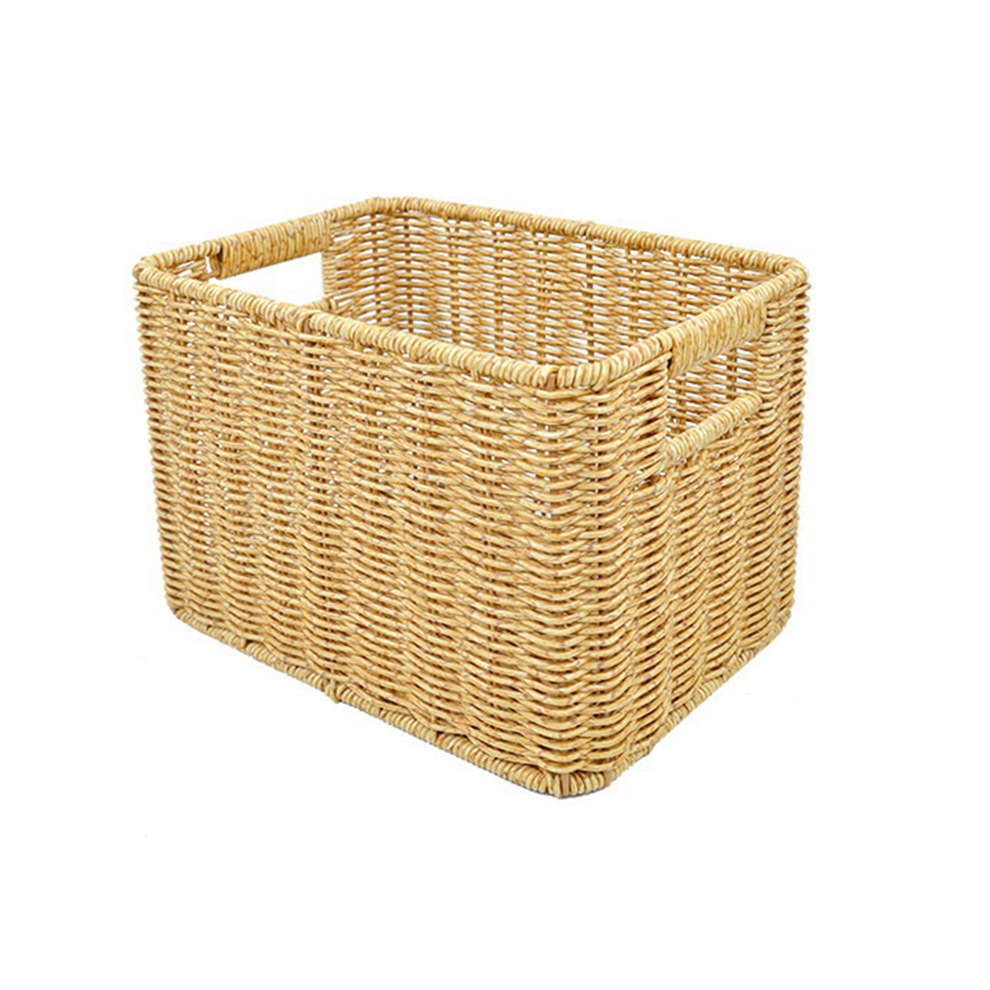 Exogio Storage Basket Hand-Woven Rattan Wicker Desktop Organizing Box Various Item Arrangement Nesting L