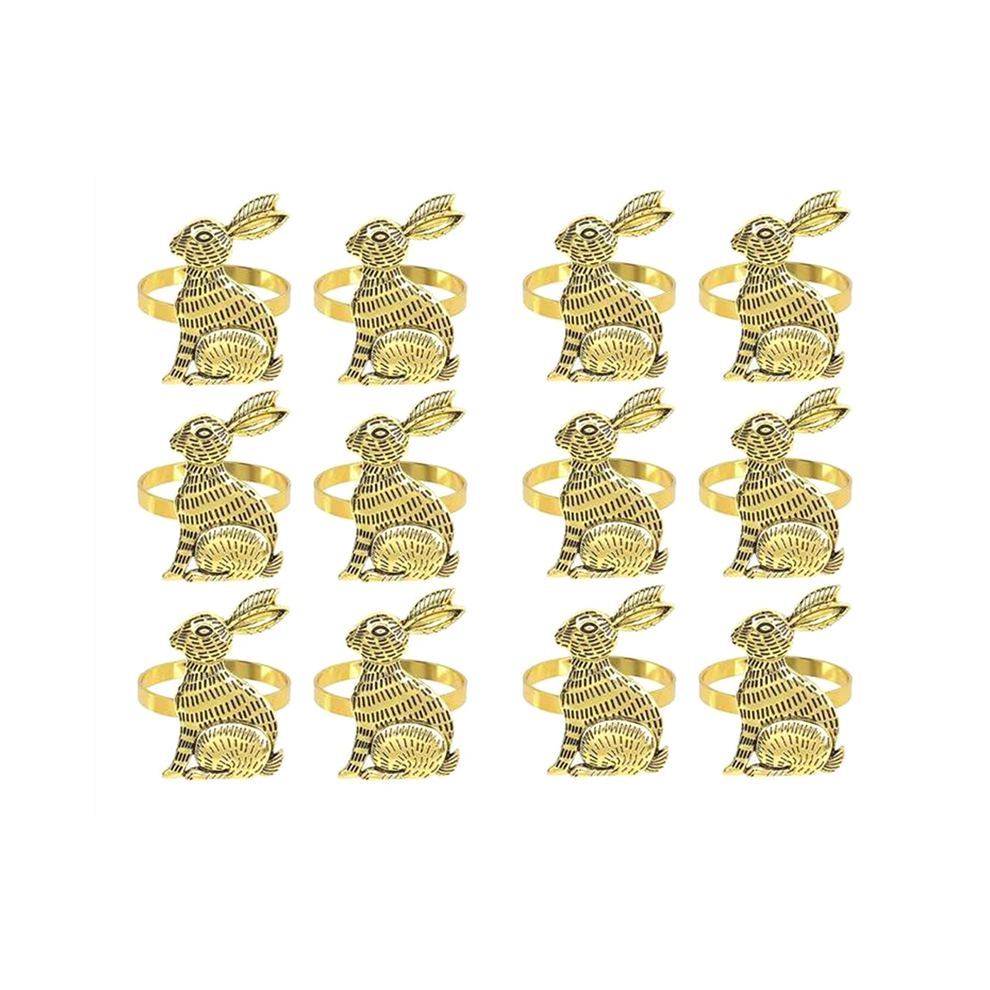 Osterhasen-Serviettenringe, Ringhalter, Metall, Tischdekoration, 12Er-Set FüR Party, Bankett, Abendessen-image