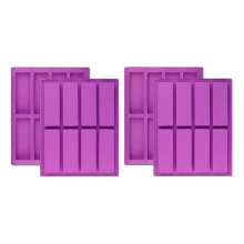 Lot de 4 moules rectangulaires en silicone pour barres énergétiques, chocolat, pain de maïs, cheesecake, savon