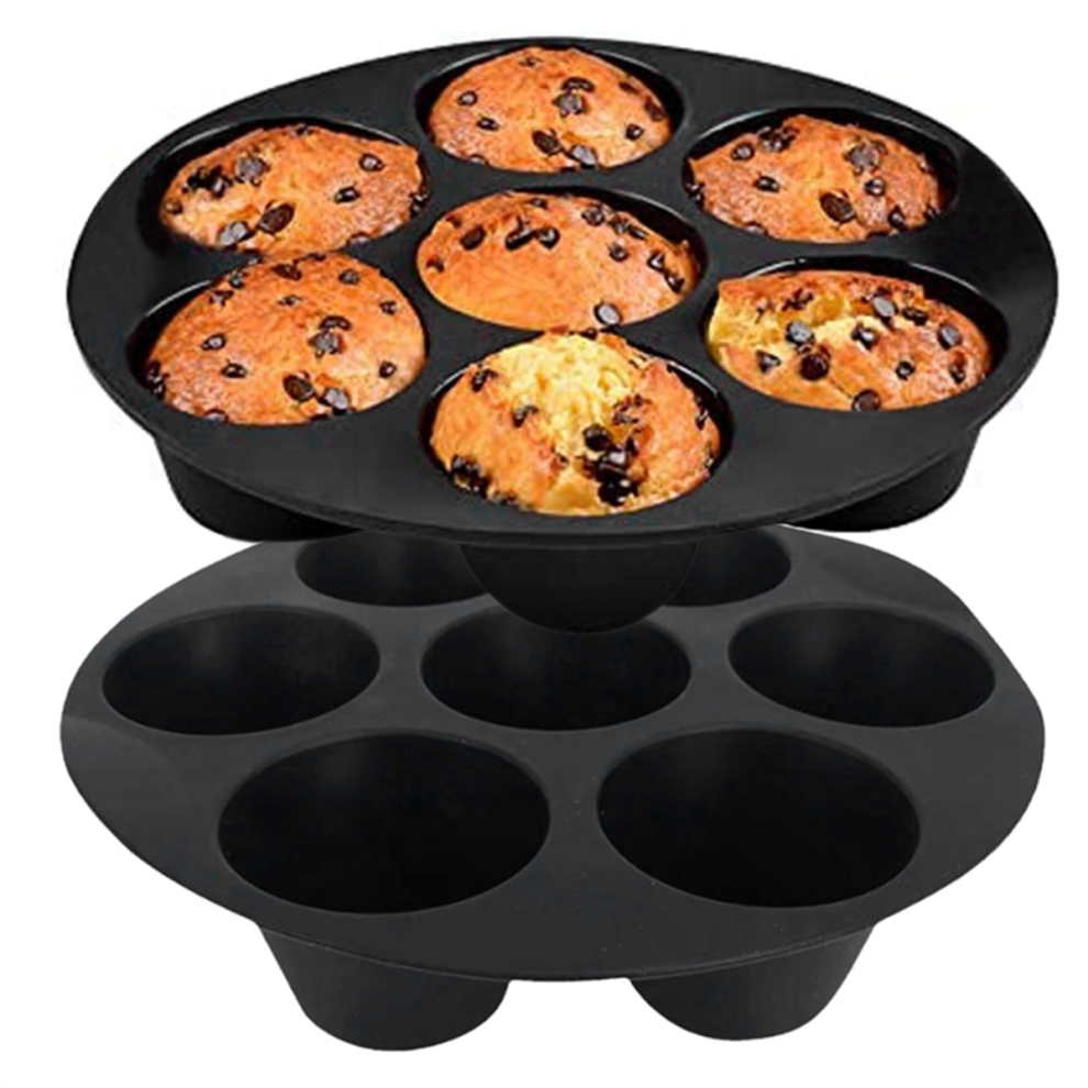 Exogio Silicone Muffin Pan For Air Fryer,Oven, Pot 8.4Inch Reusable Free Baking Molds 2 Pack