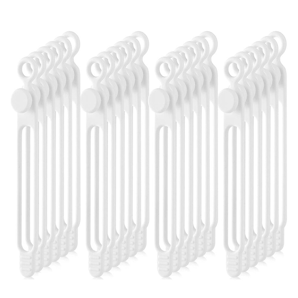 40Pcs Silicone Wire Organizer For Earphone, Audio, Reusable Fastening Cable Ties Cord Organize(White) 4852799908410