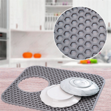 Tappetino per lavello in silicone, confezione da 2 protezioni per cucina con scarico posteriore, tappetino pieghevole antiscivolo resistente al calore