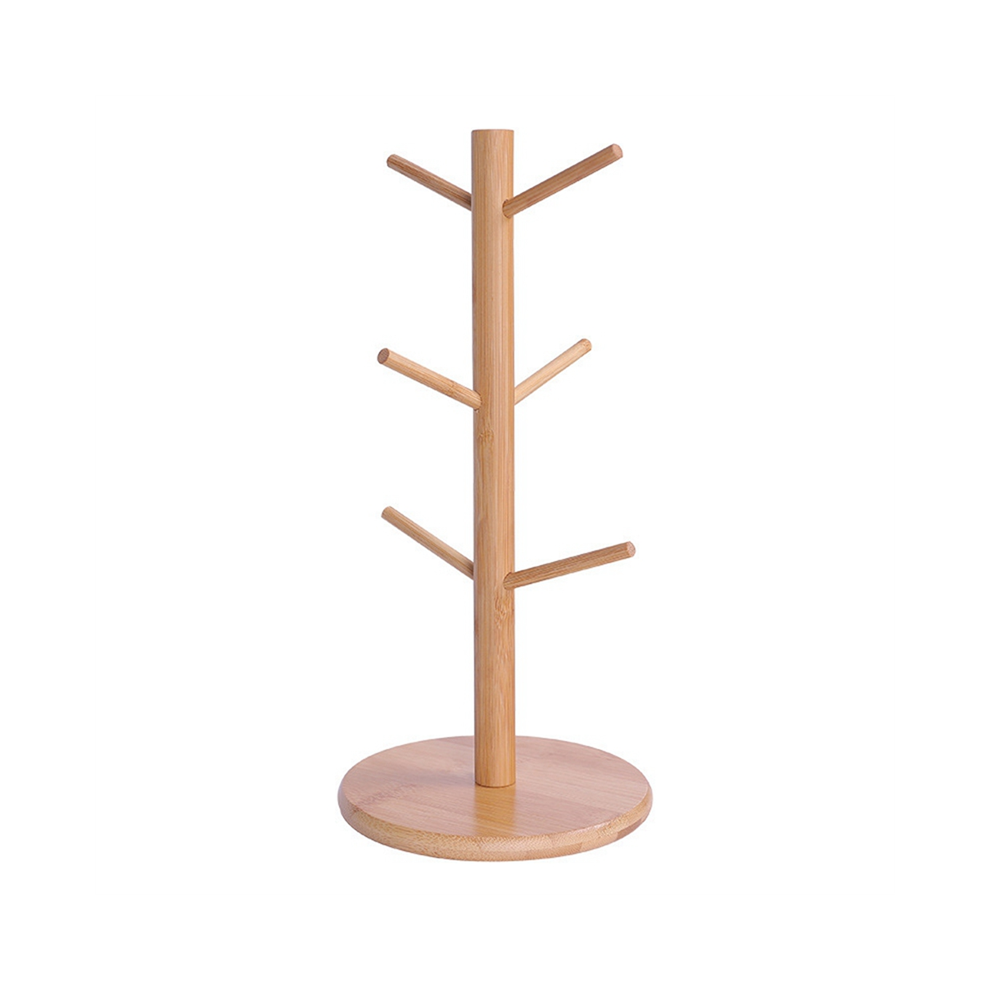 Mug Water Cup Holder Living Room Tea Drain Rack Coffee Tree With 6 Hooks Natural Color Exogio