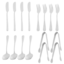 Juego de 16 cuchillos para untar mantequilla y queso, accesorios para charcutería, pinzas de acero inoxidable para servir (plateadas)