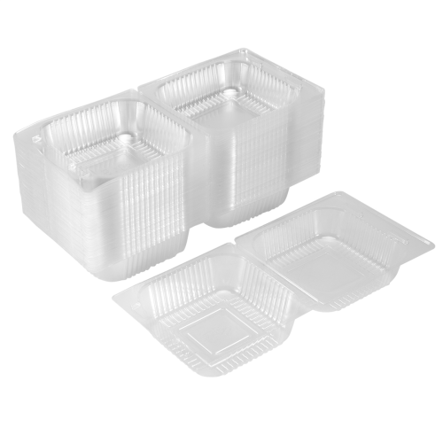 100Pcs Single Individual Cake Boxes Dessert Containers Cheesecake Stackable Square Clear Food 1