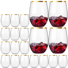 Einweg-Weingläser ohne Stiel, Plastikbecher, Whisky-Cocktail-Trinkgläser, transparente Party-Gläser
