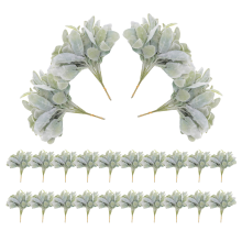24 Pcs Künstliche Strömten Lämmer Ohr Grün Stiele Faux Lamm Dekor