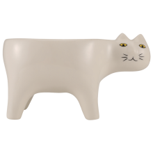 Maceta de cerámica con forma de gato para jardín, diseño de cactus, color blanco