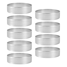 9 Pack Round Tart Ring, Mousse Rings, Stainless Steel Heat-Resistant Perforated Metal Ring Mold