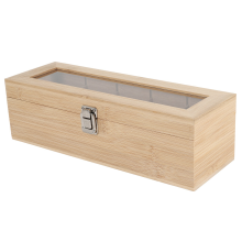 Multifunktionales Bambussystem Teebeutel Schmuck Organizer Aufbewahrungsbox 5 Fächer Zuckerbehälter