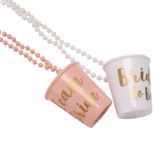 Schnapsgläser mit Kette, JGA Becher zum Umhängen, 14 Stück Team Braut und Junggesellinnenabschied Becher, Glas hängend