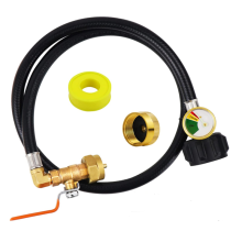 Propan-Nachfülladapter-Schlauchverlängerung mit Manometer und EIN/Aus-Steuerventil für 1LB-Gastank