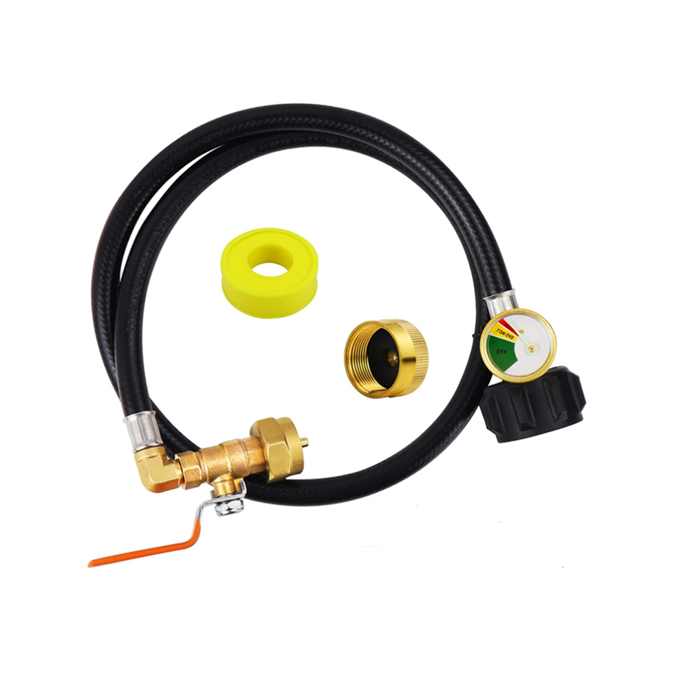 Propane Refill Adapter Hose Extension With Gauge And On/Off Control Valve For 1Lb Gastank 4852799919874