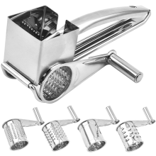 Käsereibe 430 Edelstahl Gemüsereibe Schneider Mühle mit 4 Trommelklingen 4-in-1 (4)