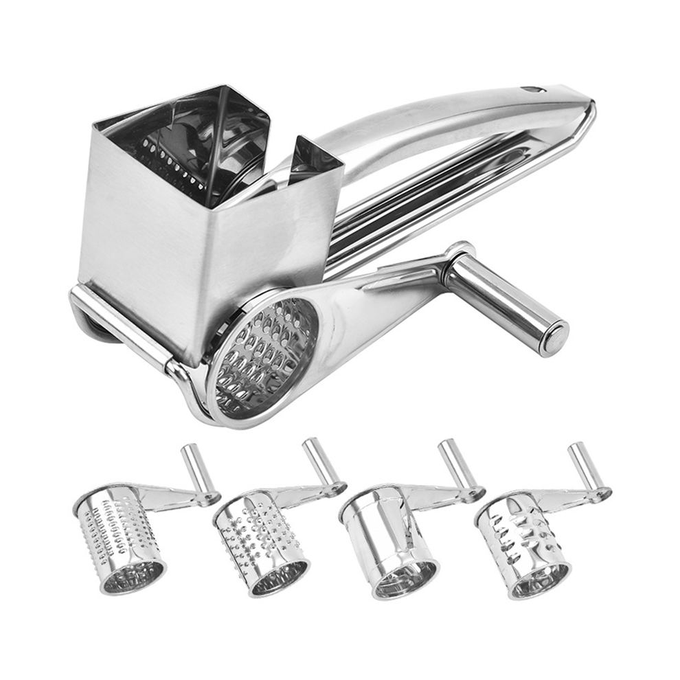 Exogio Cheese Grater 430 Stainless Steel Vegetable Shredder Cutter Grinder With 4 Drum Blades 4-In-1(4)