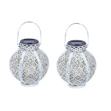 Confezione da 2 lanterne solari da appendere all'esterno, grandi lanterne retrò impermeabili con maniglia, decorative in metallo