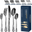 20-Piece Set, Stainless Steel Silverware Cutlery Set for 4, Pattern Design, Includes Dinner Knives 3