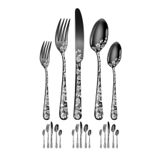 20-Piece Set, Stainless Steel Silverware Cutlery Set for 4, Pattern Design, Includes Dinner Knives