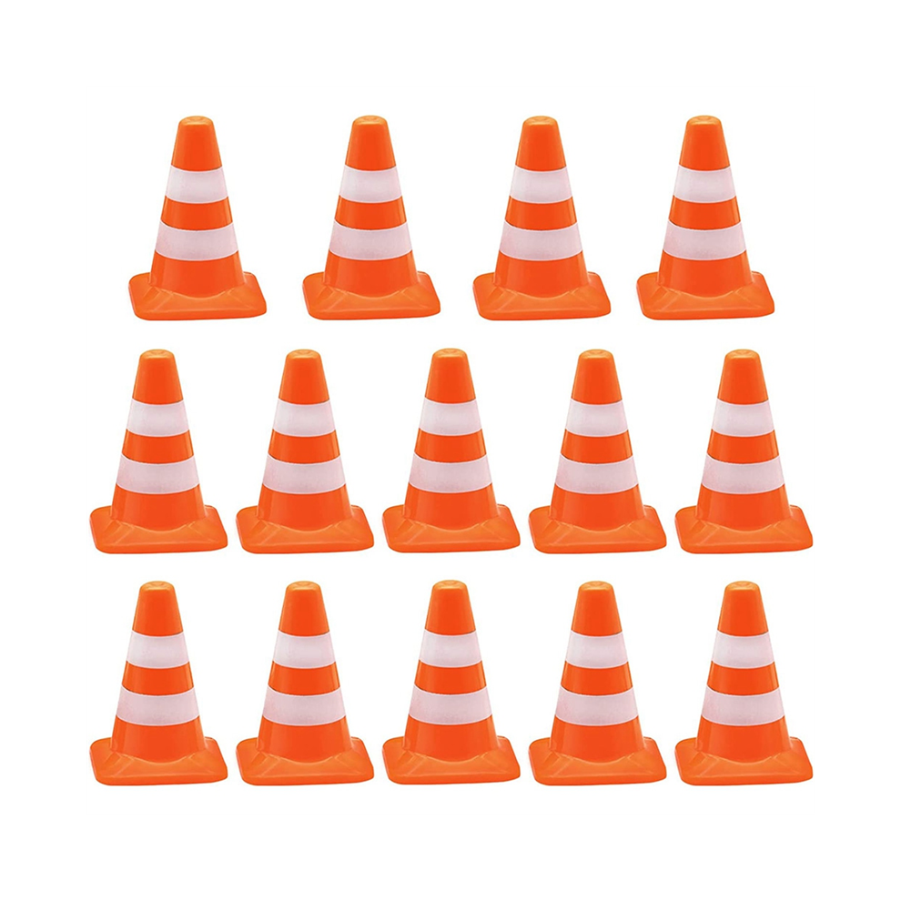 Lot de 14 mini cônes triangulaires, cônes de sécurité simulés, panneaux de stationnement, barrage routier, petit format