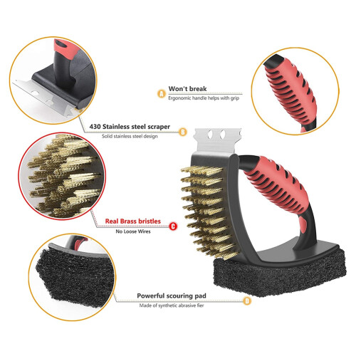Brosse de nettoyage multifonction 3 en 1 pour barbecue 2