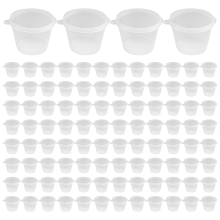 100 x 1Oz Round Food Container Pots with Lids,Hinged Sauce Reusable Jelly Shot Cups Small Pot Restaurants