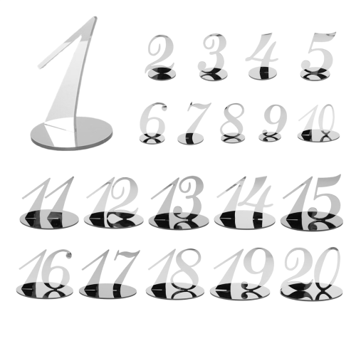 Table Numbers Wedding Acrylic for Stands (Silver) 2