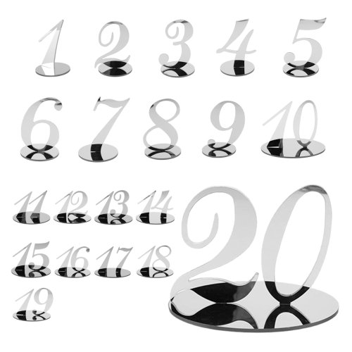 Table Numbers Wedding Acrylic for Stands (Silver) 1