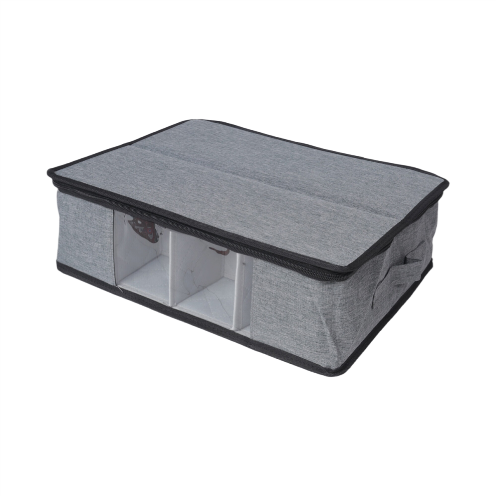 Mug And Cup Storage Box, Coffee Organizer Tea Container, Glass Chest Case With Dividers Exogio
