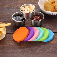 tazones de acero inoxidable para mezclar, de 70 ml de diámetro, con tapas herméticas de colores y fondo antideslizante.
