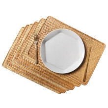 Küchenmatte, gewebte Tischsets, 6er-Set, natürliches Seegras, hitzebeständige Matte, Küchentischmatten, Esszimmerdekor
