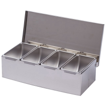 4 abschnitt Gewürz Box Edelstahl Zutaten Käse Sauce Salz Zucker Gewürz Glas Backen Werkzeug