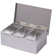 3 abschnitt Gewürz Box Edelstahl Zutaten Käse Sauce Salz Zucker Gewürz Glas Backen Werkzeug