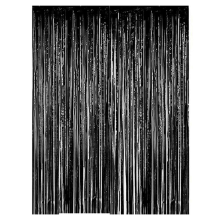 Paquete de 10 cortinas metálicas negras de 2 m para decoración de Halloween, fiestas y cumpleaños.