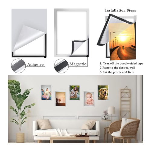 10PCS A5 Magnetic Diamond Art Frames, Self Adhesive Picture Frame Frames Display Silver 2
