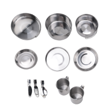 Camping Cookware Set,Stainless Steel Pot, Portable Outdoor Tableware Set, Foldable and Stackable Pot Set