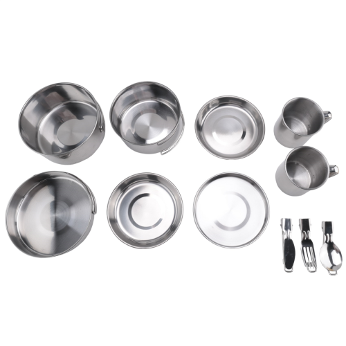 Camping Cookware Set,Stainless Steel Pot, Portable Outdoor Tableware Set, Foldable and Stackable Pot Set 2