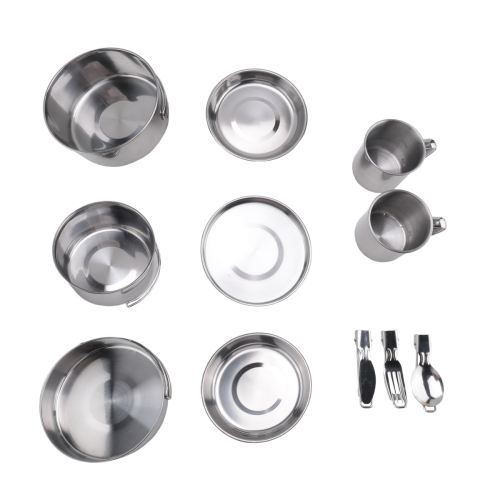 Camping Cookware Set,Stainless Steel Pot, Portable Outdoor Tableware Set, Foldable and Stackable Pot Set 1