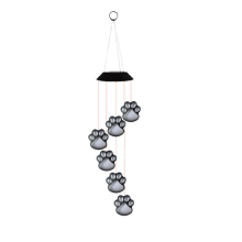 Lampada solare a LED con campanellino eolico, a forma di zampa di gatto, cane, animale domestico, IP65, impermeabile, da appendere