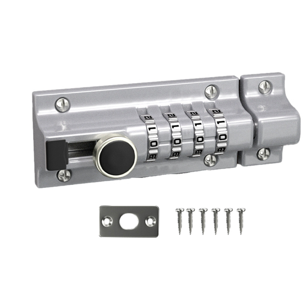 Password Latch Lock Sliding Combination Door Security Anti-Theft Catch (Silver) 4852799947167