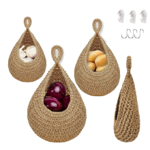 Cesto di frutta sospeso per la cucina, cestini Boho per organizzare, cestini di verdura da parete, intrecciati a mano