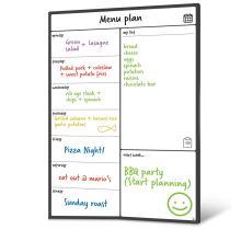 Magnetic Whiteboard Fridge Calendar Meal Planner and Shopping List White Board - Memo Family